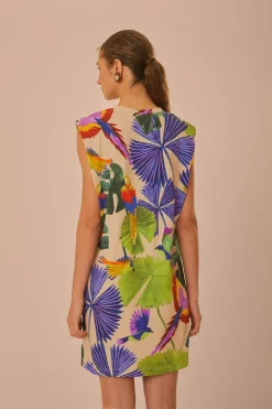 FARM Rio  T-shirts<Robe T-shirt en coton biologique Sand Macaw Jungle