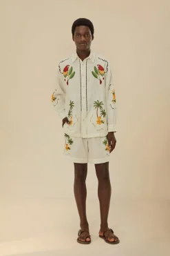 FARM Rio  Shorts<Short en lin de qualité supérieure Euroflax™ brodé à destination tropi