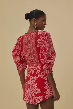 FARM Rio  Shorts<Short Rouge Tapisserie Flora