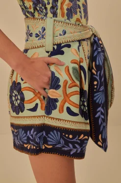 FARM Rio  Shorts<Short Vert Tapisserie Océan