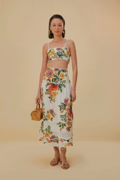 FARM Rio Hauts Courts<Top court sans manches blanc Delicate Garden
