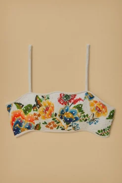 FARM Rio  Hauts Courts<Top court sans manches blanc Delicate Garden