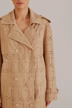 FARM Rio  Manteaux<Trench-coat à œillets en coton kaki Ananas
