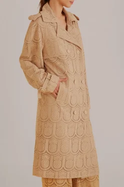 FARM Rio  Manteaux<Trench-coat à œillets en coton kaki Ananas