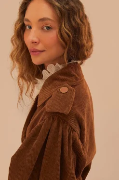 FARM Rio  Manteaux<Trench-coat en velours côtelé caramel