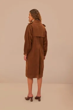 FARM Rio  Manteaux<Trench-coat en velours côtelé caramel