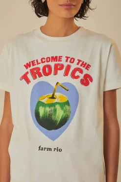 FARM Rio  T-shirts<T-shirt blanc en coton biologique Welcome To The Tropics