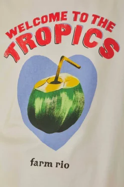 FARM Rio  T-shirts<T-shirt blanc en coton biologique Welcome To The Tropics