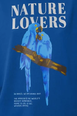 FARM Rio  T-shirts<T-shirt bleu en coton biologique avec épaulettes Nature Lovers