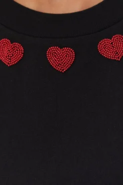 FARM Rio  T-shirts<T-shirt coeurs en perles noires