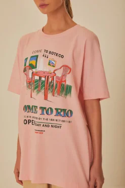 FARM Rio  T-shirts<T-shirt décontracté en coton biologique rose Come To Rio