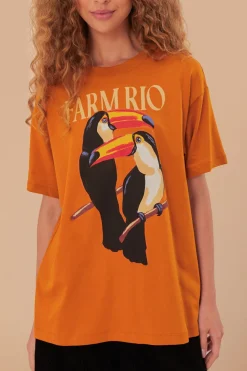FARM Rio  T-shirts<T-shirt décontracté en coton biologique Rio Toucan de Brown Farm