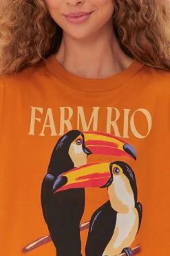 FARM Rio  T-shirts<T-shirt décontracté en coton biologique Rio Toucan de Brown Farm
