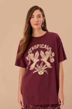 FARM Rio  T-shirts<T-shirt décontracté en coton biologique tropical bordeaux