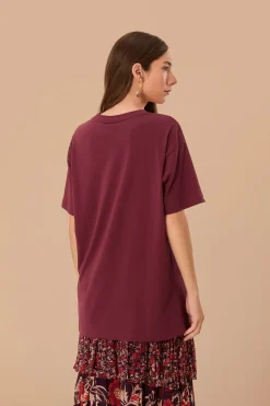 FARM Rio  T-shirts<T-shirt décontracté en coton biologique tropical bordeaux