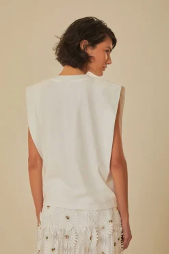 FARM Rio  T-shirts<T-shirt en coton biologique à fruits perlés blancs