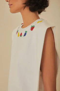 FARM Rio  T-shirts<T-shirt en coton biologique à fruits perlés blancs