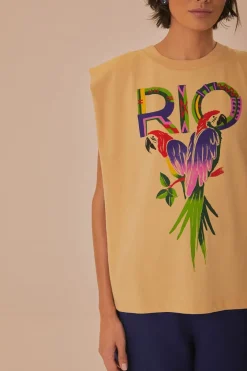 FARM Rio  T-shirts<T-shirt en coton biologique à épaulettes Sand Rio
