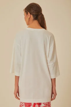 FARM Rio  T-shirts<T-shirt oversize en coton biologique aux couleurs tropicales blanc