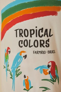 FARM Rio  T-shirts<T-shirt oversize en coton biologique aux couleurs tropicales blanc