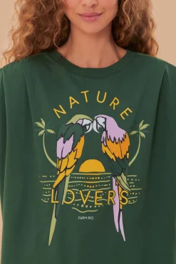 FARM Rio  T-shirts<T-shirt plissé en coton biologique pour amoureux de la nature verte