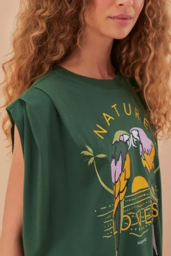 FARM Rio  T-shirts<T-shirt plissé en coton biologique pour amoureux de la nature verte