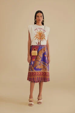 FARM Rio  T-shirts<T-shirt plissé en coton biologique The Tropics