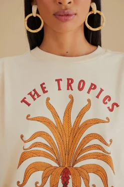 FARM Rio  T-shirts<T-shirt plissé en coton biologique The Tropics