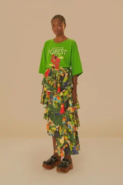 FARM Rio  T-shirts<T-shirt vert en coton biologique L'Œil de la forêt